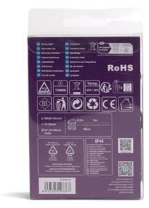 Aigostar - Ghirlandă LED pentru exterior, 50 LED-uri, 8 funcții, alimentare 3 x AA, 5,3 m, IP44, multicolor