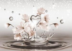 Fototapet 3D, Stropi de apa si flori roz Art.05032