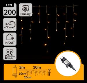 Aigostar - Instalație LED de exterior pentru Crăciun 200xLED/8 funcții 13x0,6m IP44 alb cald