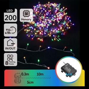 Aigostar - Ghirlandă LED exterior 200 LED, 8 funcții, 3 x AA, 10,3 m, IP44, multicolor