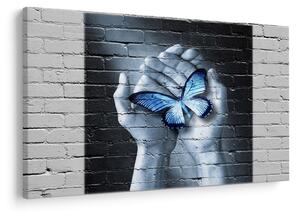 Tablou - Fluture pe perete (90x60 cm)
