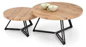 Set 2 masute cafea ANGER, stejar auriu/negru