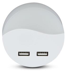 Corp de iluminat LED de veghe pentru priză cu senzor de mișcare 2xUSB LED/0,45W/230V 3000K