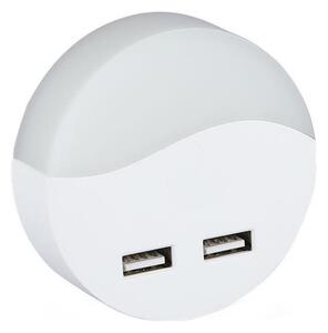 Corp de iluminat LED de veghe pentru priză cu senzor de mișcare 2xUSB LED/0,45W/230V 3000K
