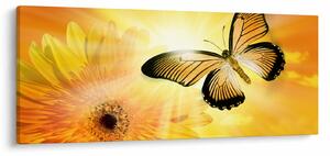 Tablou - Fluture galben cu flori (120x50 cm)