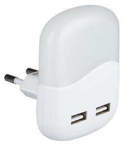 Corp de iluminat LED de veghe pentru priză cu senzor de mișcare 2xUSB LED/0,45W/230V 3000K