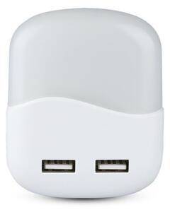 Corp de iluminat LED de veghe pentru priză cu senzor de mișcare 2xUSB LED/0,45W/230V 3000K