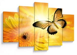Tablou - Fluture galben cu flori (150x105 cm)