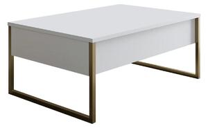 Masuta cafea Luxe, alb/auriu, PAL/metal, 90x60x40 cm