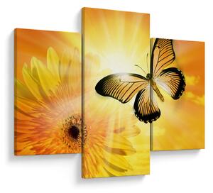 Tablou - Fluture galben cu flori (90x60 cm)