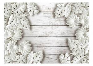 Fototapet 3D, Frunze si flori albe Art.05057
