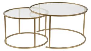 Set 2 masute cafea AURUM, transparent/auriu, sticla/metal
