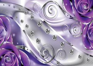 Fototapet 3D, Flori violet si pietre pretioase Art.05038