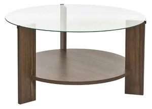 Masuta cafea CLARA, nuc, PAL/sticla, 75x75x40 cm