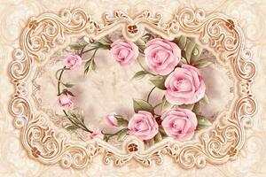 Fototapet 3D, Flori roz pe un fundal bej Art.05404