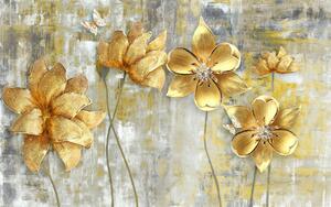 Fototapet 3D, Flori galbene pe un fundal bej abstract Art.05388