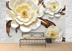 Fototapet 3D, Flori minunate pe un fundal alb Art.05061