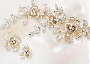 Fototapet 3D, Flori din diamante pe un fundal alb Art.05171