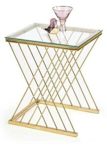 Masuta cafea NANCY, transparent/auriu, sticla/otel, 45x39x52 cm