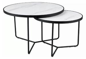 Set 2 măsuțe cafea ITALIA, alb/negru, ceramică/metal