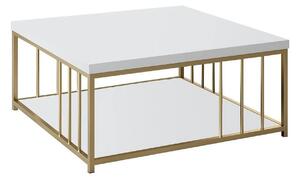 Masuta cafea Zenn, alb/auriu, PAL melaminat/metal, 90x90x40 cm