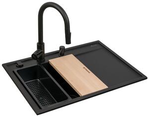 Pyramis Camea chiuvetă din granit cu baterie 68x50 cm negru 070223912BEI