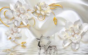Fototapet 3D, Flori albe tandre pe un fundal abstract Art.05400