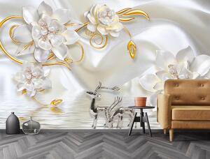 Fototapet 3D, Flori albe tandre pe un fundal abstract Art.05400