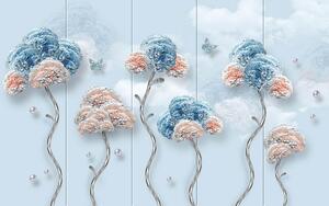 Fototapet 3D, Flori abstracte albastre pe un fundal albastru Art.05372