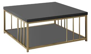 Masuta cafea Zenn, gri antracit/auriu, PAL melaminat/metal, 90x90x40 c