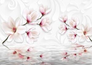Fototapet 3D, Flori albe pe fundalul apei Art.05118