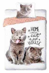 Lenjerie de pat din bumbac cu pisici 70 x 80cm Lățime: 160 cm | Lungime: 200 cm