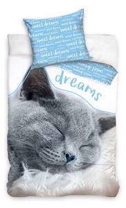 Lenjerie de pat din bumbac cu pisică 1 buc 70x80 cm (standard gratuit) Lăţime: 160 cm | Lungime: 200 cm