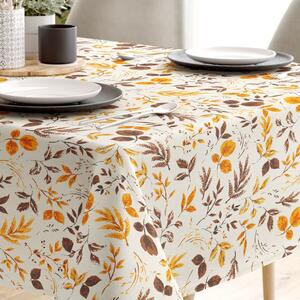 Goldea față de masă decorativă loneta - model 537 frunze în maro și portocaliu 100 x 140 cm