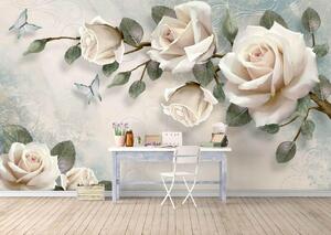 Fototapet 3D, Crengute de trandafiri albi Art.05159