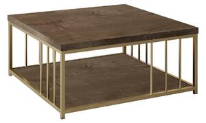 Masuta cafea Zenn, nuc/auriu, PAL melaminat/metal, 90x90x40 cm