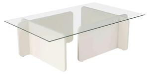 Masuta cafea FLAVIO, alb/transparent, PAL/sticla, 105x65x30 cm