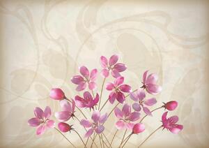 Fototapet 3D , Flori delicate pe fundalul peretelui Art.05354