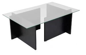 Masuta cafea VETRINO, negru/transparent, PAL/sticla, 105x65x40 cm