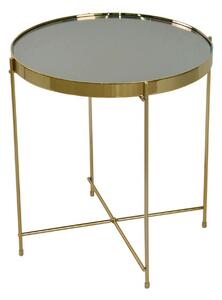 Masuta cafea LEONE, auriu, sticla/metal, 43x43x46 cm