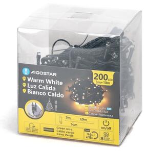 Aigostar - Ghirlandă LED de Crăciun pentru exterior, 200 LED, 8 funcții, 13 m, IP44, alb cald