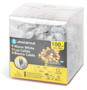 Aigostar - Ghirlandă LED de Crăciun pentru exterior, 100 LED, 8 moduri, 13 m, IP44, alb cald