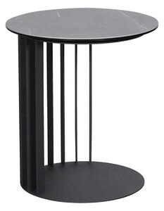 Masuta cafea LIPARI, negru cu efect de marmura/negru, ceramica/metal