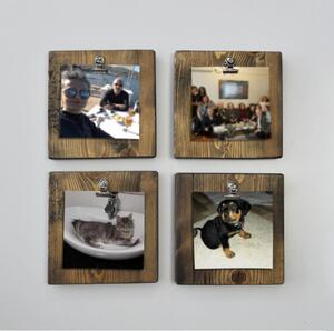 SET 4x suport de perete pentru fotografii 14x14 cm maro