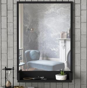 Oglindă de perete cu raft COSTA 75x45 cm neagră