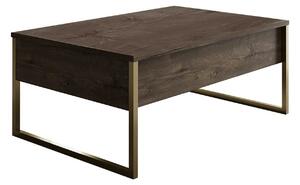 Masuta cafea Luxe, nuc/auriu, PAL/metal, 90x60x40 cm