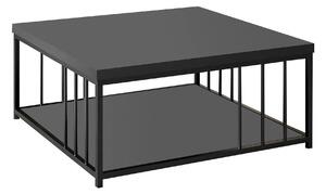 Masuta cafea Zenn, gri antracit/negru, PAL melaminat/metal, 90x90x40 c