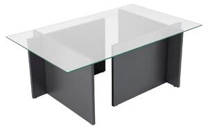 Masuta cafea VETRINO, gri antracit/transparent, sticla/PAL, 105x65x40