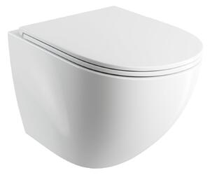 Omnires Ottawa vas wc cu capac soft-close agăţat fără margine cu spălare turbionară alb lucios OTTAWACSPMWBP