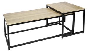 KONDELA Set 2 măsuţe de cafea, stejar sonoma/negru, KASTLER NEW TYP 2